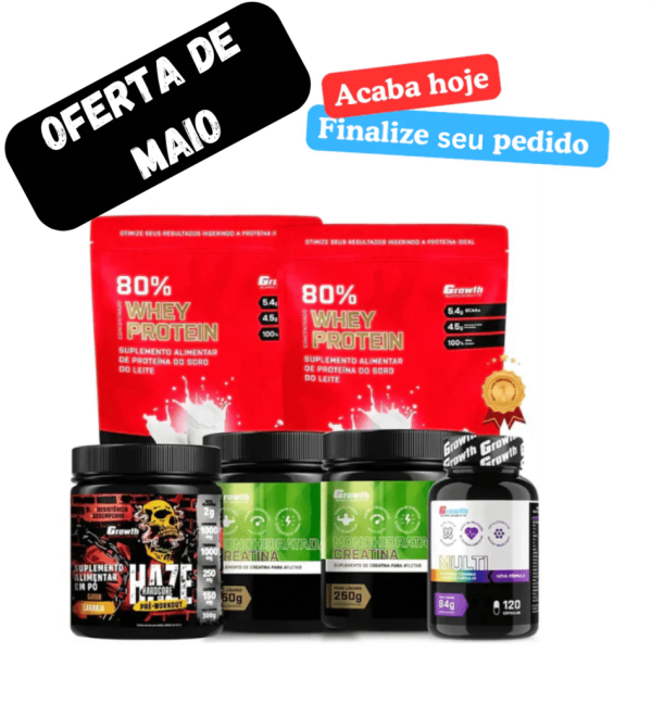 ( ÚLTIMO DIA DA OFERTA) – Kit 2 Whey 1KG +2 Creatinas 250g +Pré-Treino Haze 300g +Multivitamínico 120caps